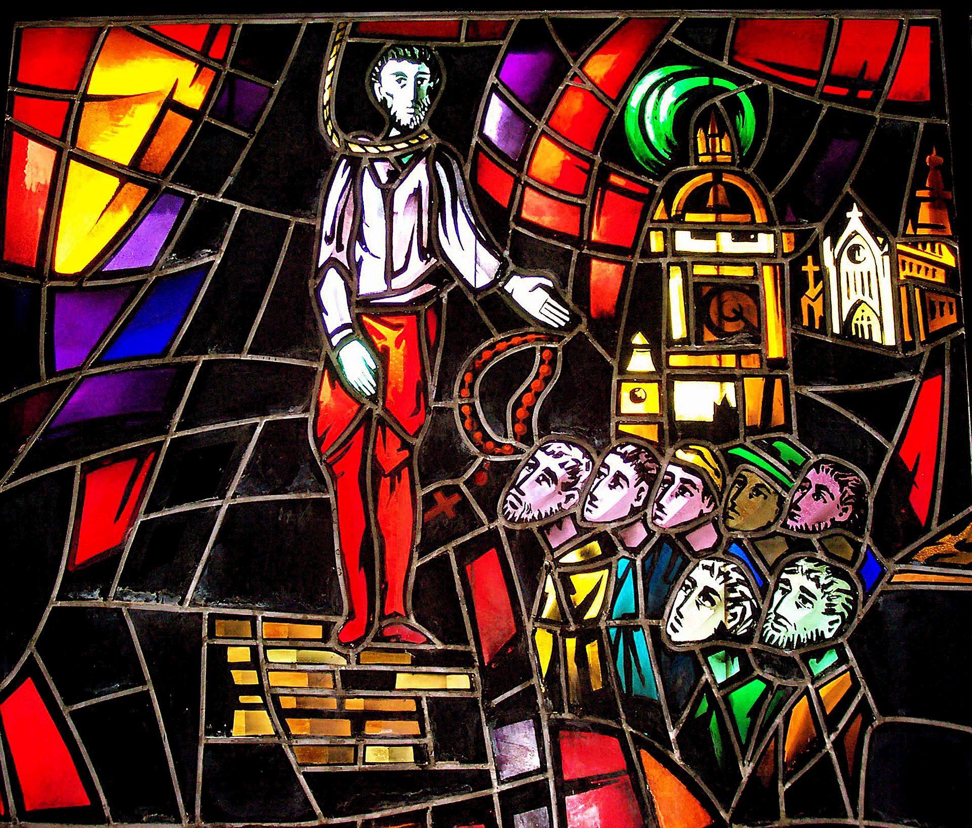 Stained Glass Window by Giovanni D'Aloisio Mayo at the Pontifical Scots College, Rome Used with Permission